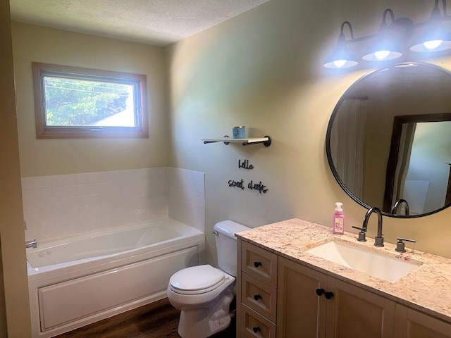 314 N Grove St, Rochelle, IL 61068 - full bathroom featuring a garden tub, vanity, wood finished floors, and a textured ceiling