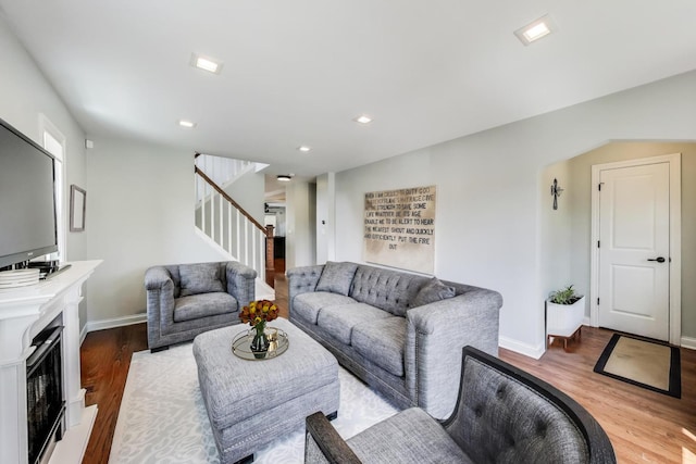 1832 N 73rd Ct, Elmwood Park, IL 60707 - living area with wood finished floors, stairway, and recessed lighting