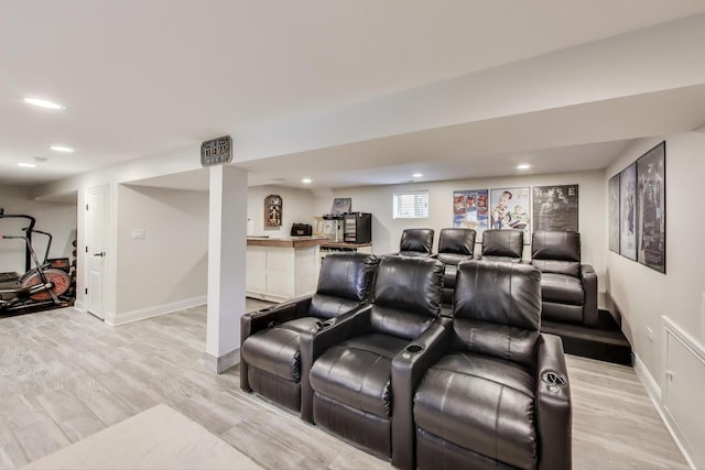 1832 N 73rd Ct, Elmwood Park, IL 60707 - home theater with light wood finished floors, recessed lighting, and bar