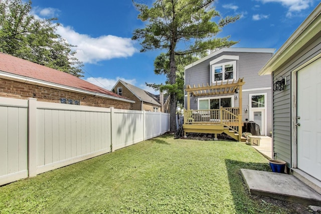 1832 N 73rd Ct, Elmwood Park, IL 60707 - fenced backyard featuring a deck and a pergola