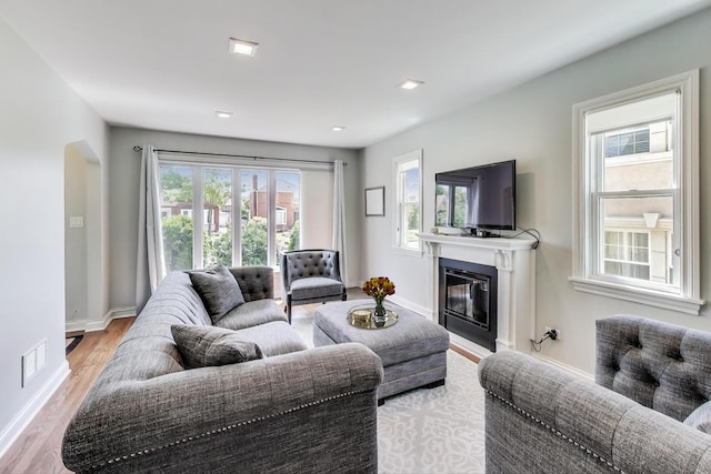 1832 N 73rd Ct, Elmwood Park, IL 60707 - living area featuring healthy amount of natural light, light wood finished floors, and a glass covered fireplace