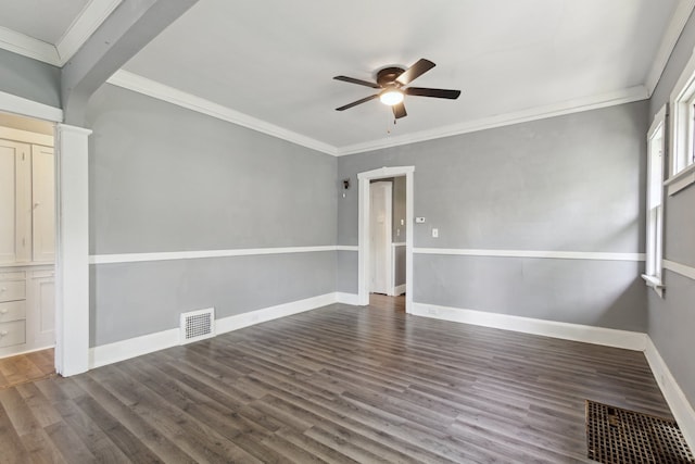 207 Smith Ave, Rockford, IL 61107 - unfurnished room with ceiling fan, wood finished floors, and ornamental molding