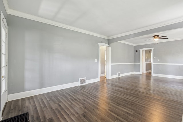 207 Smith Ave, Rockford, IL 61107 - spare room with crown molding, wood finished floors, and a ceiling fan