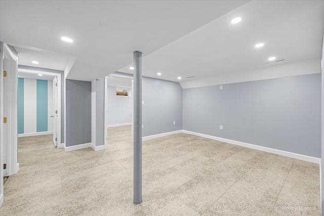 218 N Berteau Ave, Bartlett, IL 60103 - finished basement with recessed lighting and light tile patterned floors