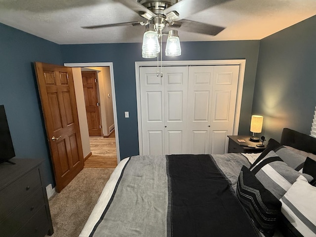 127 S Front St, Hennepin, IL 61327 - carpeted bedroom with a closet and a ceiling fan