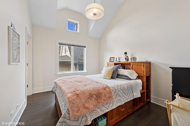 4845 N Leavitt St, Chicago, IL 60625 - bedroom with vaulted ceiling and dark wood-style flooring