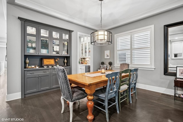 4845 N Leavitt St, Chicago, IL 60625 - dining room with wine cooler and dark wood finished floors