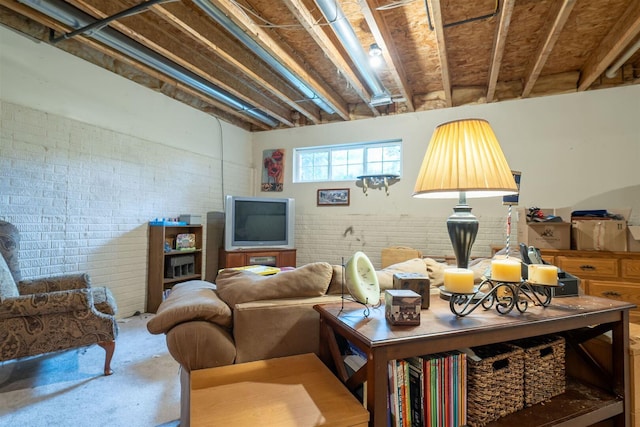 2321 Hayden Way, Normal, IL 61761 - living room with brick wall and carpet flooring