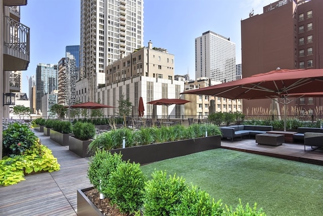 21 E Huron St Unit 1407, Chicago, IL 60611 - view of home's community featuring a view of skyline and outdoor lounge area