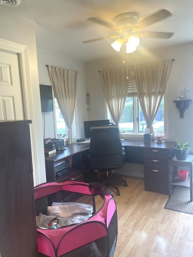 7401 W 113th Pl, Worth, IL 60482 - office with ceiling fan and wood finished floors
