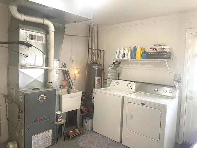 7401 W 113th Pl, Worth, IL 60482 - laundry area with washer and dryer, water heater, and heating unit