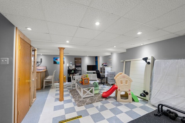 10931 Cape Cod Ln, Huntley, IL 60142 - workout area featuring light flooring, recessed lighting, and a paneled ceiling