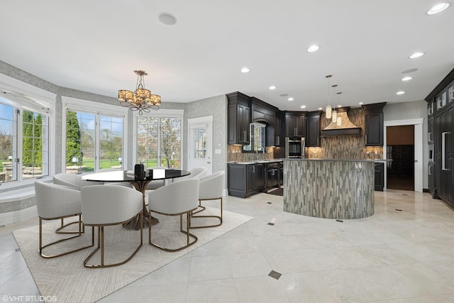 22 Westlake Dr, South Barrington, IL 60010 - dining area featuring a chandelier, recessed lighting, and light tile patterned floors