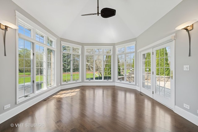 22 Westlake Dr, South Barrington, IL 60010 - unfurnished sunroom featuring french doors, healthy amount of natural light, lofted ceiling, and wood finished floors