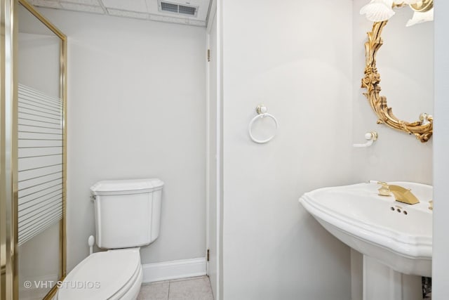 22 Westlake Dr, South Barrington, IL 60010 - full bathroom with tile patterned floors, a shower stall, and a paneled ceiling