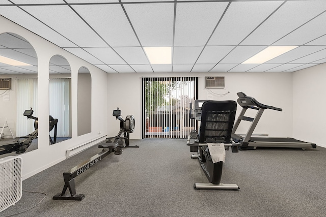 850 Des Plaines Ave Unit 405, Forest Park, IL 60130 - workout room featuring a drop ceiling and an AC wall unit