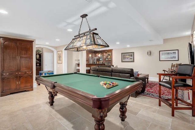 8 Willowcrest Dr, Oak Brook, IL 60523 - playroom with billiards table, arched walkways, and recessed lighting