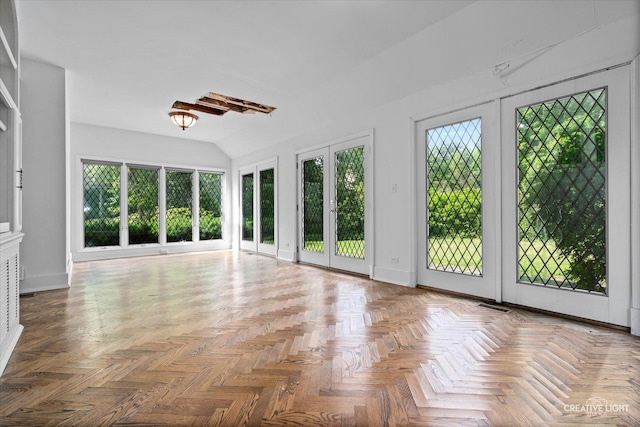 595 Crab Tree Ln, Lake Forest, IL 60045 - unfurnished sunroom featuring french doors, healthy amount of natural light, and lofted ceiling