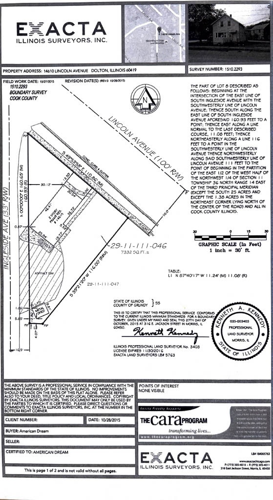 14610 Lincoln Ave, Dolton, IL 60419 - survey map / technical document