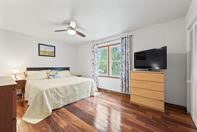281 S Western Ave, Bartlett, IL 60103 - bedroom with dark wood-style floors, ceiling fan, and a closet