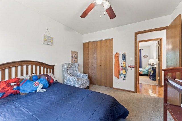 281 S Western Ave, Bartlett, IL 60103 - bedroom featuring carpet flooring, a closet, and a ceiling fan