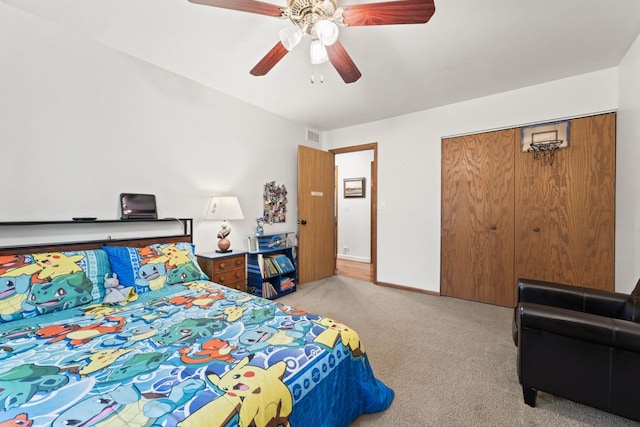 281 S Western Ave, Bartlett, IL 60103 - carpeted bedroom featuring a ceiling fan and a closet