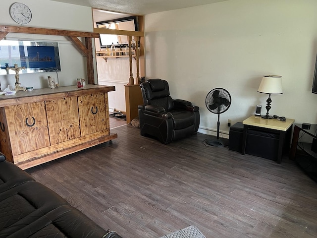 1265 Hillcrest Ln, Freeport, IL 61032 - living room featuring dark wood-type flooring and bar area