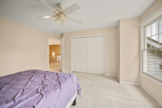 1348 Averill Cir, Geneva, IL 60134 - bedroom featuring light colored carpet, a closet, and a ceiling fan