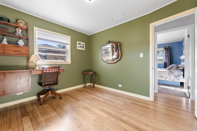 6411 W 88th St, Oak Lawn, IL 60453 - office area featuring wood finished floors and crown molding