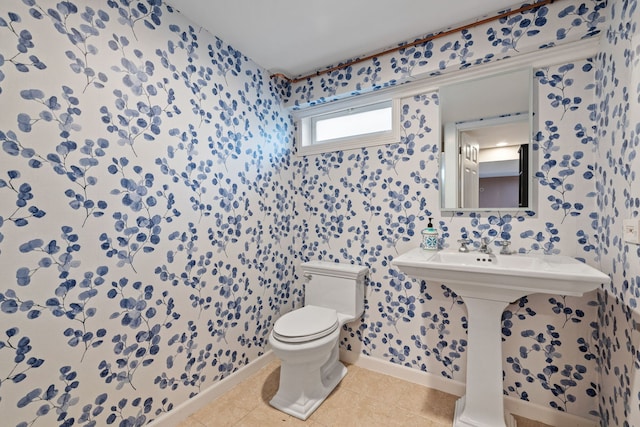 24935 S Ridge Rd, Elwood, IL 60421 - half bath with wallpapered walls and tile patterned flooring
