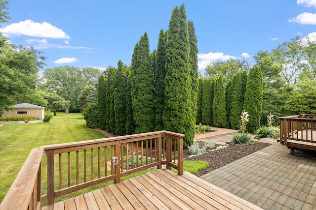 24935 S Ridge Rd, Elwood, IL 60421 - wooden terrace featuring a lawn and a patio area