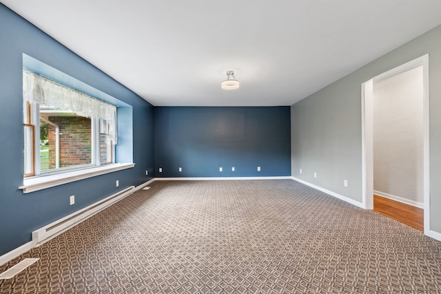 24935 S Ridge Rd, Elwood, IL 60421 - empty room featuring a baseboard heating unit and carpet floors