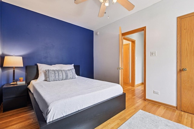 245 W Washington Blvd Unit 2B, Oak Park, IL 60302 - bedroom featuring wood finished floors and a ceiling fan