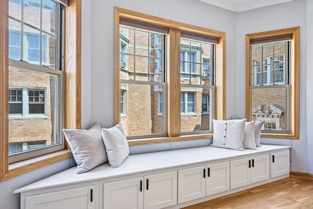 245 W Washington Blvd Unit 2B, Oak Park, IL 60302 - living area featuring light wood-type flooring and ornamental molding