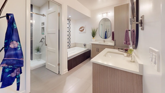1671 N Belmont Ct, Arlington Heights, IL 60004 - bathroom featuring a shower stall, a garden tub, and vanity