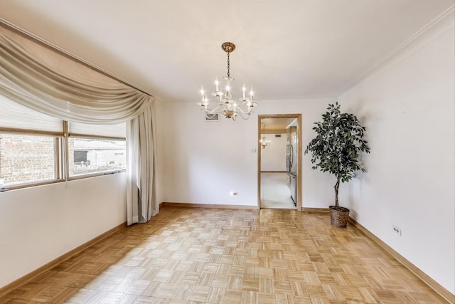 5215 S Meade Ave, Chicago, IL 60638 - empty room with a chandelier and ornamental molding