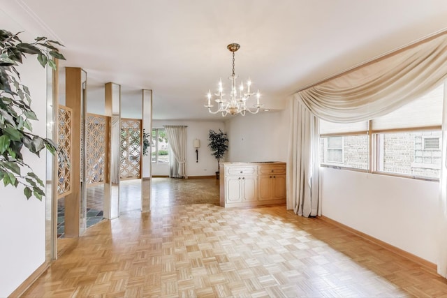 5215 S Meade Ave, Chicago, IL 60638 - unfurnished room with baseboards and a chandelier
