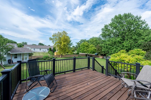 165 E Clay St, El Paso, IL 61738 - wooden deck with a fenced backyard