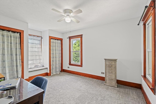 887 N 1100e Rd, Melvin, IL 60952 - carpeted office space with ceiling fan and a textured ceiling