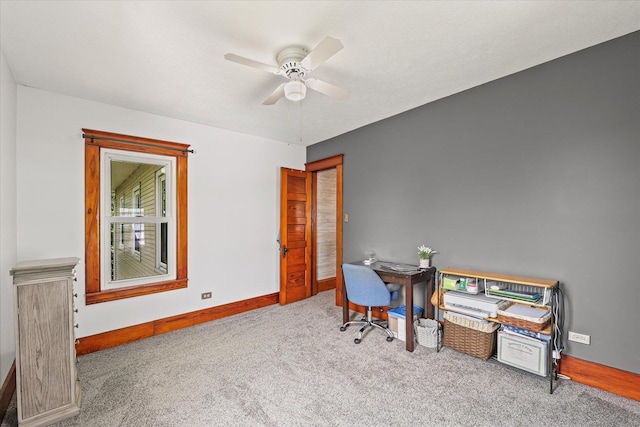 887 N 1100e Rd, Melvin, IL 60952 - office area featuring carpet and ceiling fan