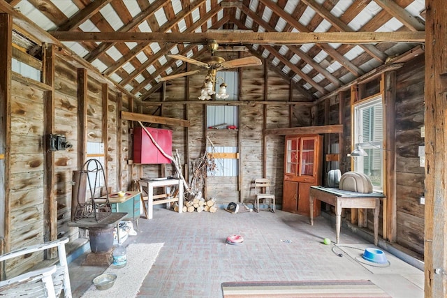 887 N 1100e Rd, Melvin, IL 60952 - miscellaneous room with high vaulted ceiling and wooden walls