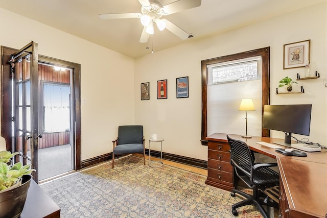 3740 N Whipple St, Chicago, IL 60618 - office area with plenty of natural light and a ceiling fan