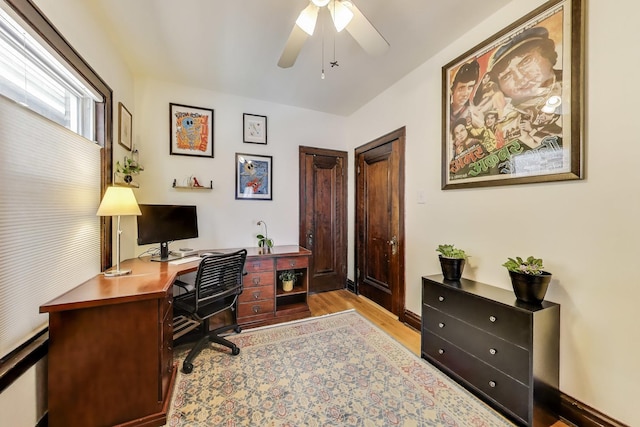 3740 N Whipple St, Chicago, IL 60618 - office space featuring wood finished floors and ceiling fan