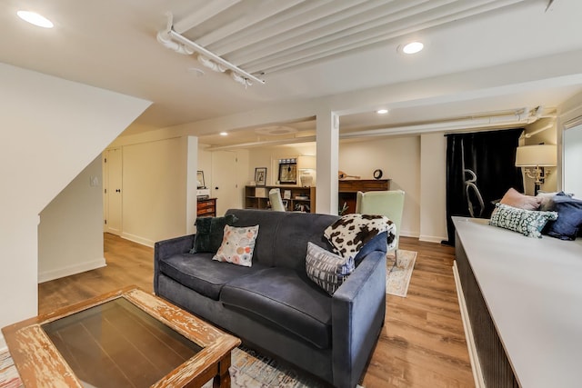 3740 N Whipple St, Chicago, IL 60618 - living area with light wood-style floors and recessed lighting