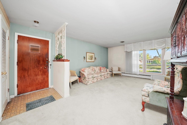 5504 Oakdale Dr, Oak Lawn, IL 60453 - carpeted living room featuring a baseboard radiator