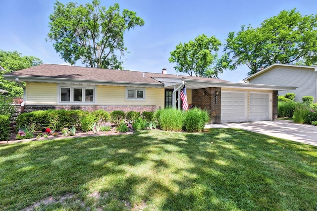 2S624 Gray Ave, Lombard, IL 60148 - ranch-style home with brick siding, an attached garage, driveway, and a front yard