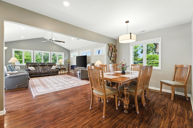 2S624 Gray Ave, Lombard, IL 60148 - dining area featuring wood finished floors, lofted ceiling, ceiling fan, and recessed lighting