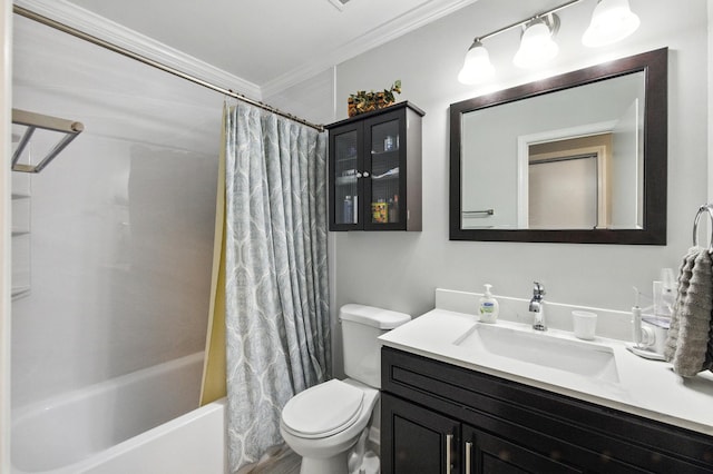 2S624 Gray Ave, Lombard, IL 60148 - bathroom with crown molding, vanity, and shower / bathtub combination with curtain