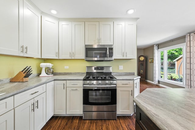 2S624 Gray Ave, Lombard, IL 60148 - kitchen with stainless steel appliances, light countertops, dark wood-style floors, and recessed lighting