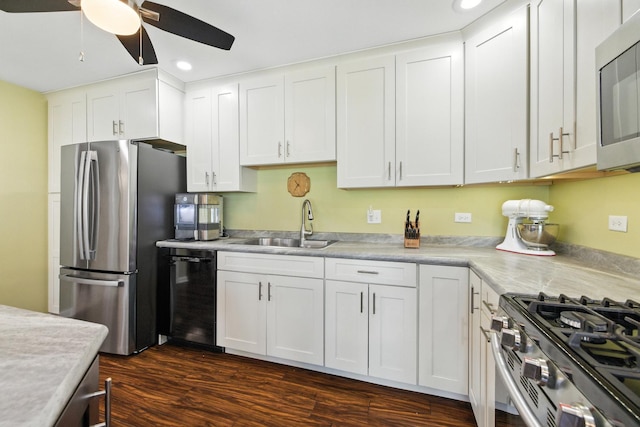 2S624 Gray Ave, Lombard, IL 60148 - kitchen with appliances with stainless steel finishes, ceiling fan, recessed lighting, white cabinetry, and light countertops